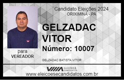 Candidato GELZADAC VITOR 2024 - ORIXIMINÁ - Eleições