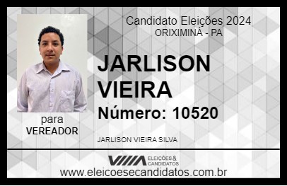 Candidato JARLISON VIEIRA 2024 - ORIXIMINÁ - Eleições