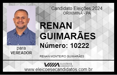 Candidato RENAN GUIMARÃES 2024 - ORIXIMINÁ - Eleições