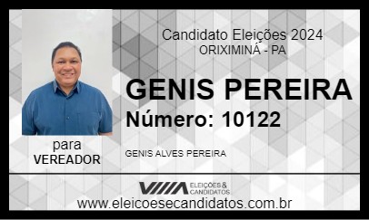 Candidato GENIS PEREIRA 2024 - ORIXIMINÁ - Eleições