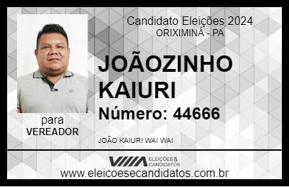 Candidato JOÃOZINHO KAIURI 2024 - ORIXIMINÁ - Eleições