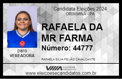 Candidato RAFAELA DA MR FARMA 2024 - ORIXIMINÁ - Eleições