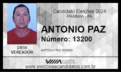 Candidato ANTONIO PAZ 2024 - PRAINHA - Eleições