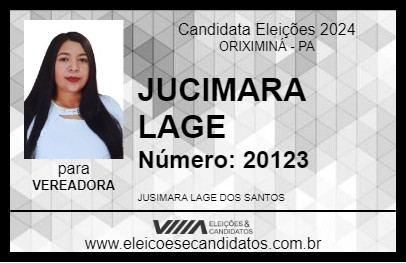 Candidato JUCIMARA LAGE 2024 - ORIXIMINÁ - Eleições