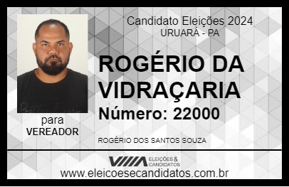 Candidato ROGÉRIO DA VIDRAÇARIA 2024 - URUARÁ - Eleições