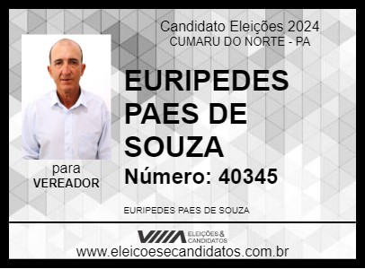 Candidato EURIPEDES PAES DE SOUZA 2024 - CUMARU DO NORTE - Eleições