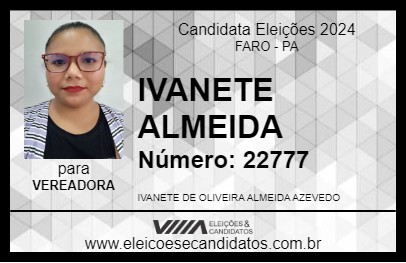 Candidato IVANETE ALMEIDA 2024 - FARO - Eleições