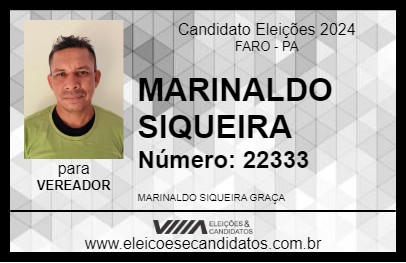 Candidato MARINALDO SIQUEIRA 2024 - FARO - Eleições