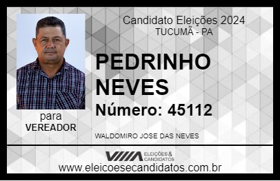 Candidato PEDRINHO NEVES 2024 - TUCUMÃ - Eleições