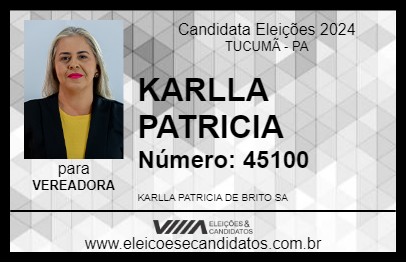 Candidato KARLLA PATRICIA 2024 - TUCUMÃ - Eleições