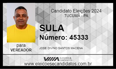 Candidato SULA 2024 - TUCUMÃ - Eleições