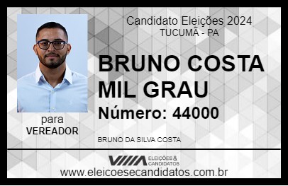 Candidato BRUNO COSTA MIL GRAU 2024 - TUCUMÃ - Eleições