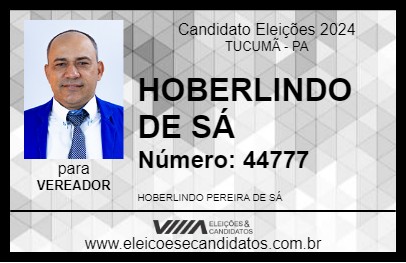 Candidato HOBERLINDO DE SÁ 2024 - TUCUMÃ - Eleições