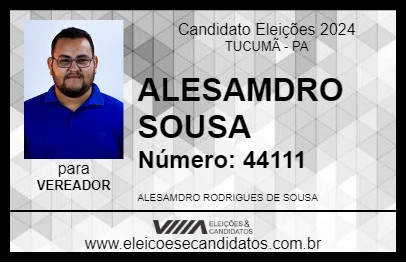 Candidato ALESAMDRO SOUSA 2024 - TUCUMÃ - Eleições