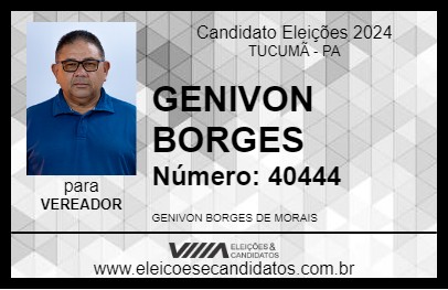 Candidato GENIVON BORGES 2024 - TUCUMÃ - Eleições