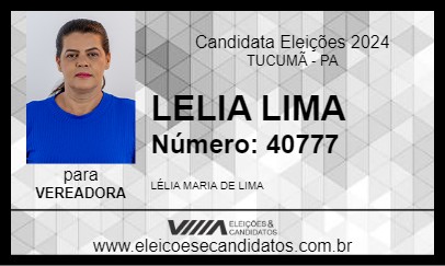 Candidato LELIA LIMA 2024 - TUCUMÃ - Eleições