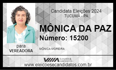 Candidato MÔNICA DA PAZ 2024 - TUCUMÃ - Eleições