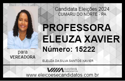 Candidato PROFESSORA ELEUZA XAVIER 2024 - CUMARU DO NORTE - Eleições