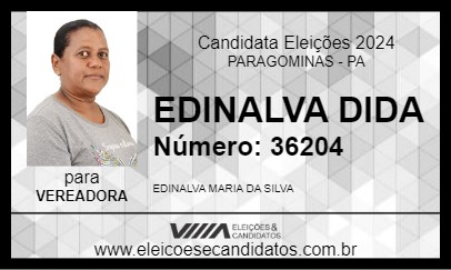 Candidato EDINALVA DIDA 2024 - PARAGOMINAS - Eleições