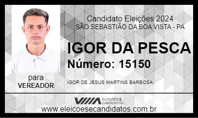 Candidato IGOR DA PESCA 2024 - SÃO SEBASTIÃO DA BOA VISTA - Eleições