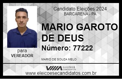 Candidato MARIO GAROTO DE DEUS 2024 - BARCARENA - Eleições