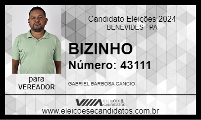 Candidato BIZINHO 2024 - BENEVIDES - Eleições