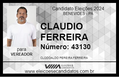 Candidato CLAUDIO FERREIRA 2024 - BENEVIDES - Eleições