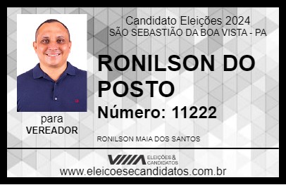 Candidato RONILSON DO POSTO 2024 - SÃO SEBASTIÃO DA BOA VISTA - Eleições