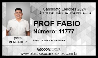 Candidato PROF FABIO 2024 - SÃO SEBASTIÃO DA BOA VISTA - Eleições