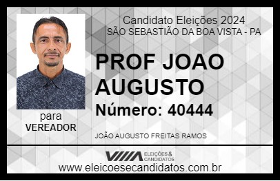 Candidato PROF JOAO AUGUSTO 2024 - SÃO SEBASTIÃO DA BOA VISTA - Eleições