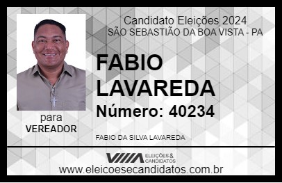 Candidato FABIO LAVAREDA 2024 - SÃO SEBASTIÃO DA BOA VISTA - Eleições