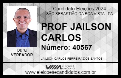 Candidato PROF JAILSON CARLOS 2024 - SÃO SEBASTIÃO DA BOA VISTA - Eleições