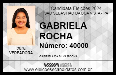 Candidato GABRIELA ROCHA 2024 - SÃO SEBASTIÃO DA BOA VISTA - Eleições