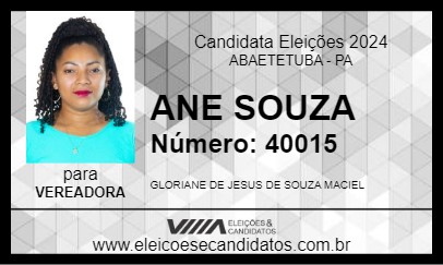 Candidato ANE SOUZA 2024 - ABAETETUBA - Eleições