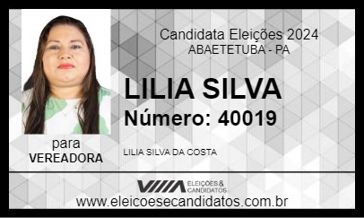 Candidato LILIA SILVA 2024 - ABAETETUBA - Eleições