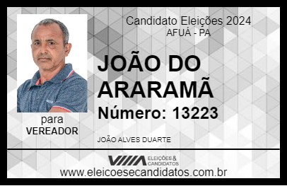 Candidato JOÃO DO ARARAMÃ 2024 - AFUÁ - Eleições