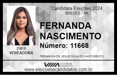 Candidato FERNANDA NASCIMENTO 2024 - BREVES - Eleições