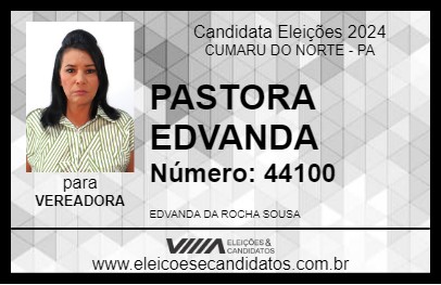 Candidato PASTORA EDVANDA 2024 - CUMARU DO NORTE - Eleições