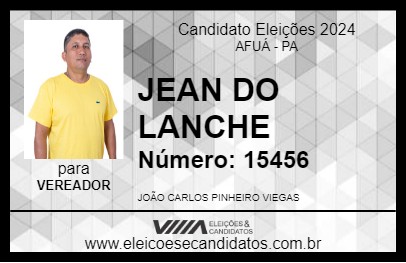 Candidato JEAN DO LANCHE 2024 - AFUÁ - Eleições