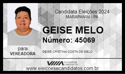 Candidato GEISE MELO 2024 - MARAPANIM - Eleições