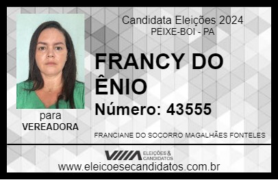 Candidato FRANCY DO ÊNIO  2024 - PEIXE-BOI - Eleições