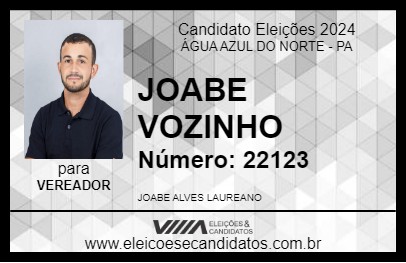 Candidato JOABE VOZINHO 2024 - ÁGUA AZUL DO NORTE - Eleições