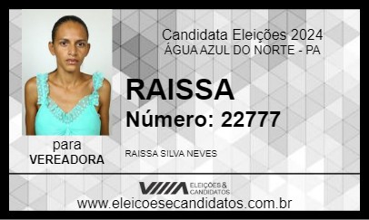 Candidato RAISSA 2024 - ÁGUA AZUL DO NORTE - Eleições