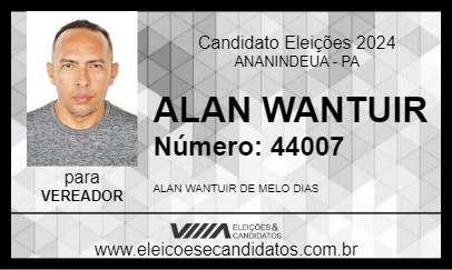 Candidato ALAN WANTUIR 2024 - ANANINDEUA - Eleições