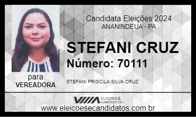 Candidato STEFANI CRUZ 2024 - ANANINDEUA - Eleições