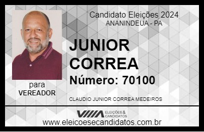 Candidato JUNIOR CORREA 2024 - ANANINDEUA - Eleições