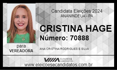 Candidato CRISTINA HAGE 2024 - ANANINDEUA - Eleições