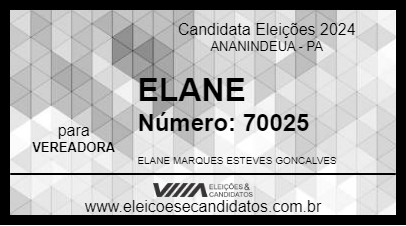 Candidato ELANE 2024 - ANANINDEUA - Eleições