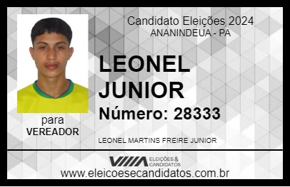 Candidato LEONEL JUNIOR 2024 - ANANINDEUA - Eleições