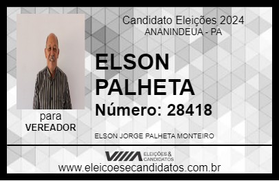 Candidato ELSON PALHETA 2024 - ANANINDEUA - Eleições